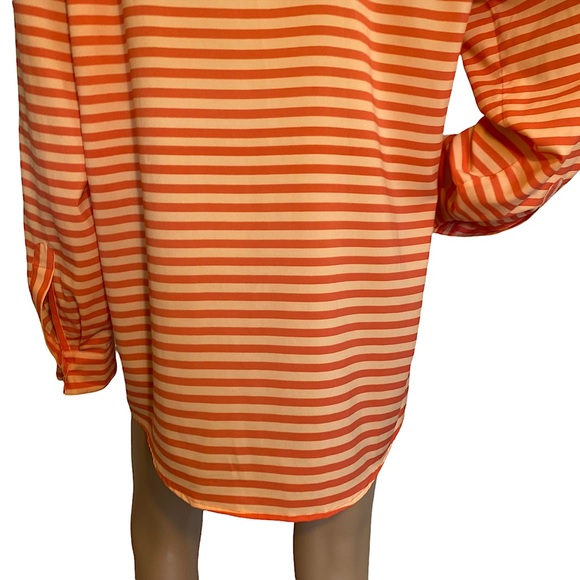 CALVIN KLEIN  | ORANGE STRIPED BUTTON DOWN SHIRT - Picture 9 of 14